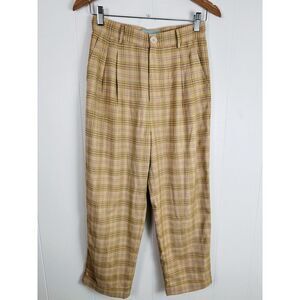Plaid Yellow Chartreuse Green Trousers Women's Small 160/68A by HOWL‎ STUDIO
